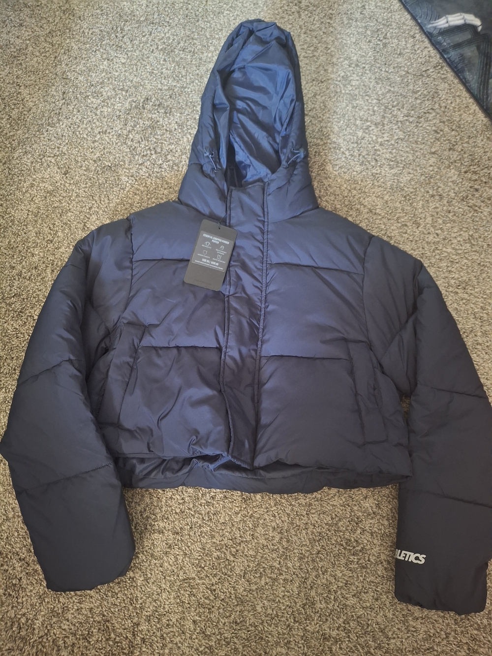 Women's Navy Puffer Hooded Jacket -